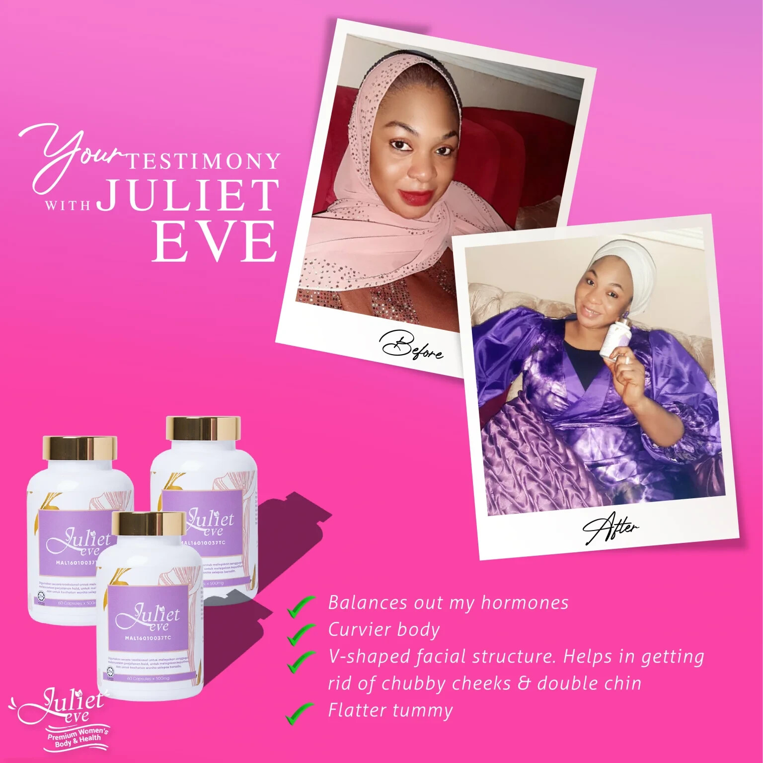 60’s Satin Skinz Juliet Eve Hormone Balancing for women with 8 PREMIUM HERBS