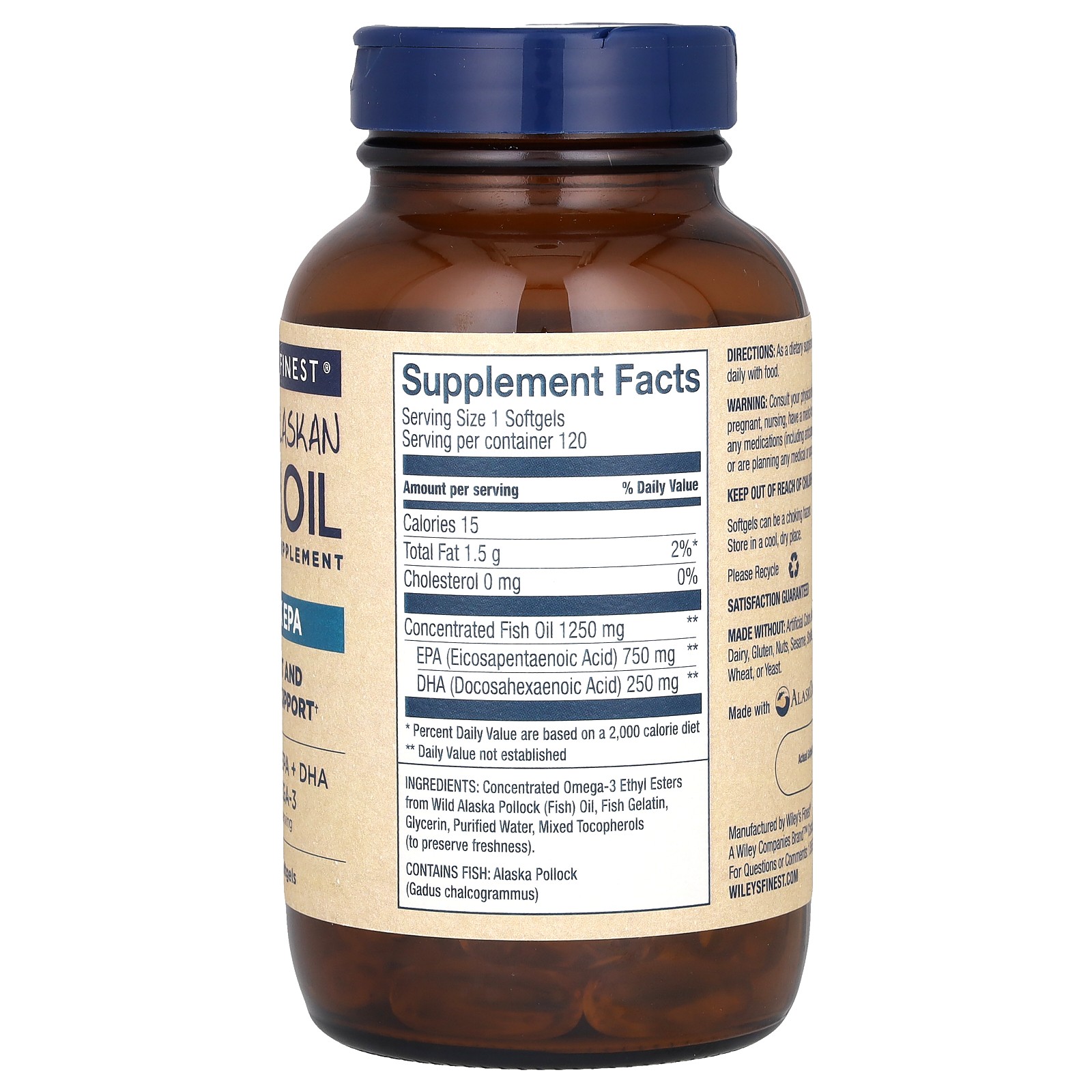 Wild Alaskan Fish Oil, Peak EPA, 120 Softgels