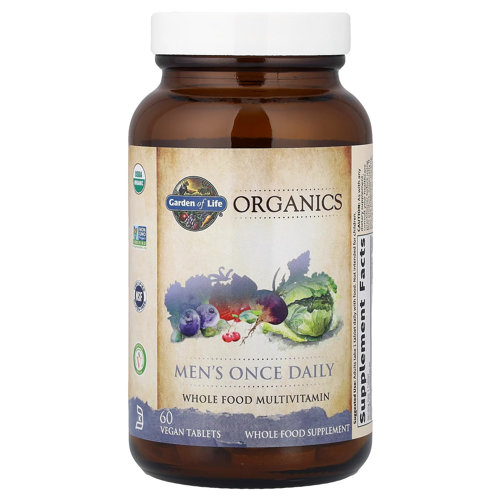 2 X Garden of Life, Organics, Men’s Once Daily, 60 Vegan Tablets