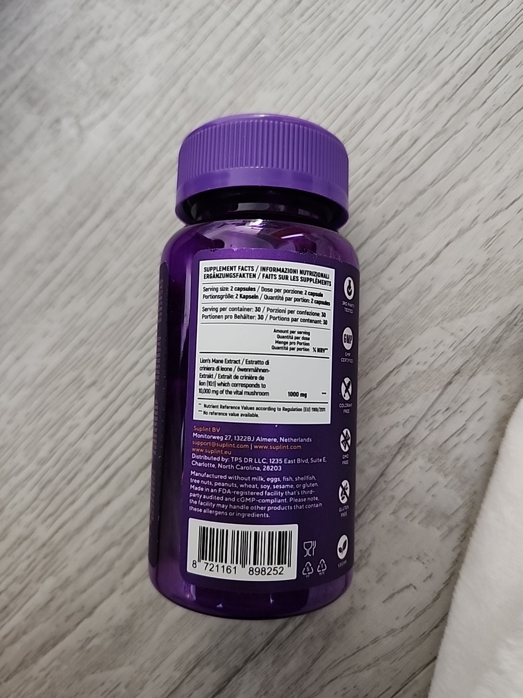 Suplint Lion’s Mane 10,000 MG dietary supplement 60 capsules Mushroom extract