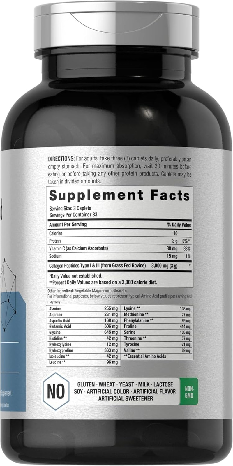 Horbäach Amino Acid Complex 3000Mg | 250 Caplets | Non-Gmo EXP:10/28