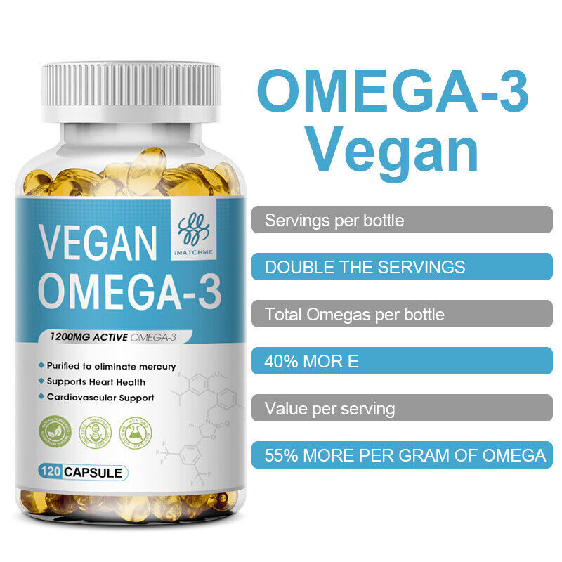 60/120PCS Omega 3 Oil Capsules 3x Strength 1200mg EPA & DHA, Highest Potency