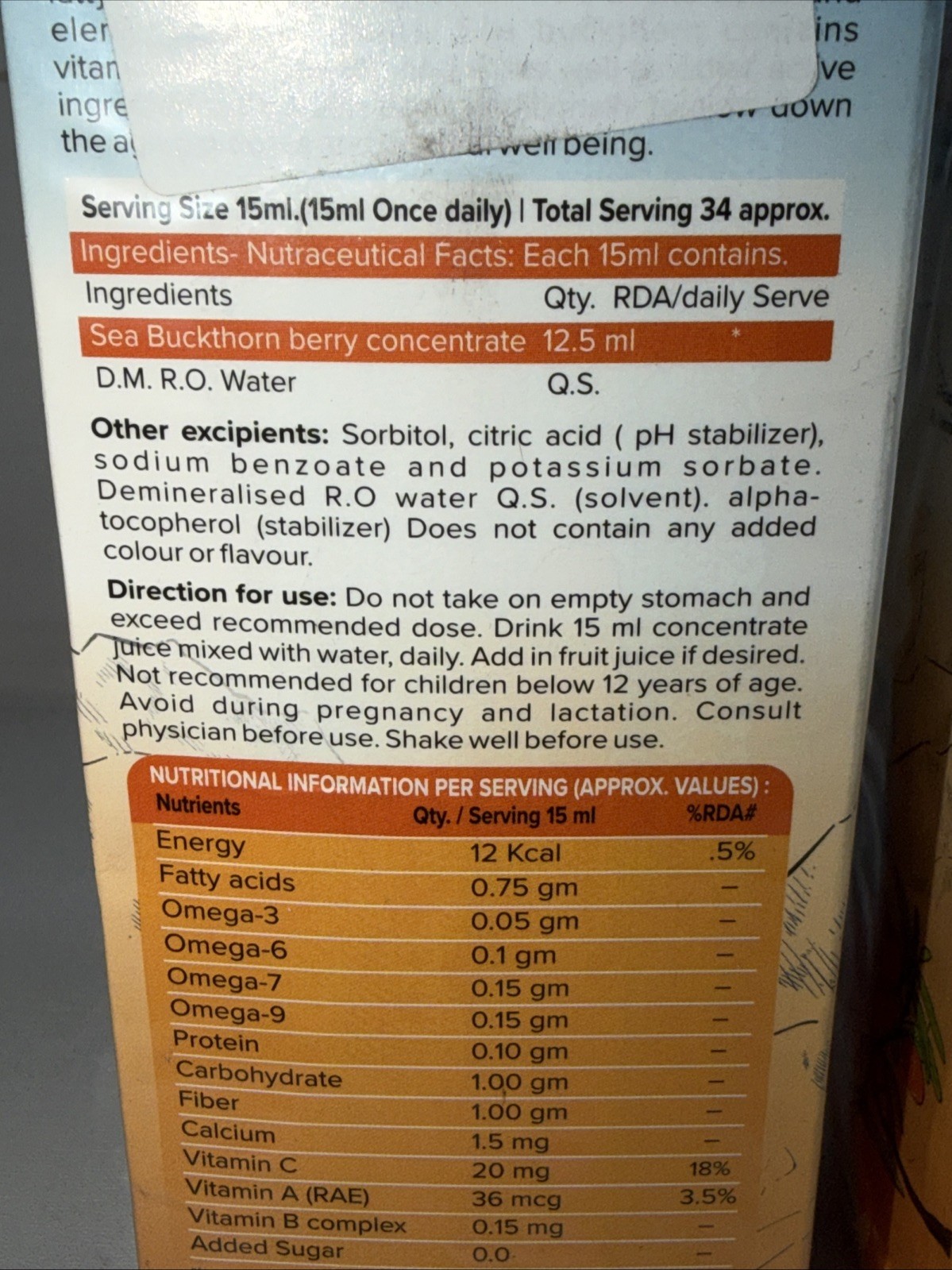 2 Sealed Daily Himalayan Sea Buckthorn Juice Liquid Vitamin 500ml Each Damag Box