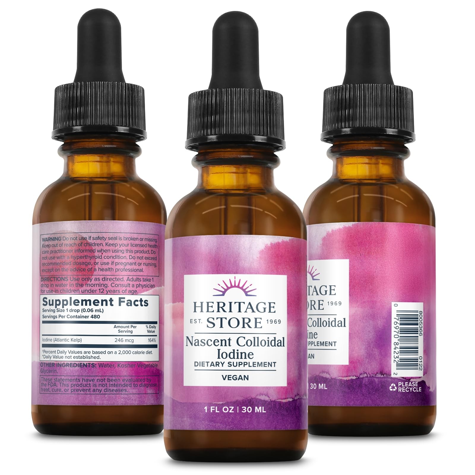 Heritage Store Nascent Colloidal Iodine Drops 246mcg, 1 Fl Oz (Pack of 1)