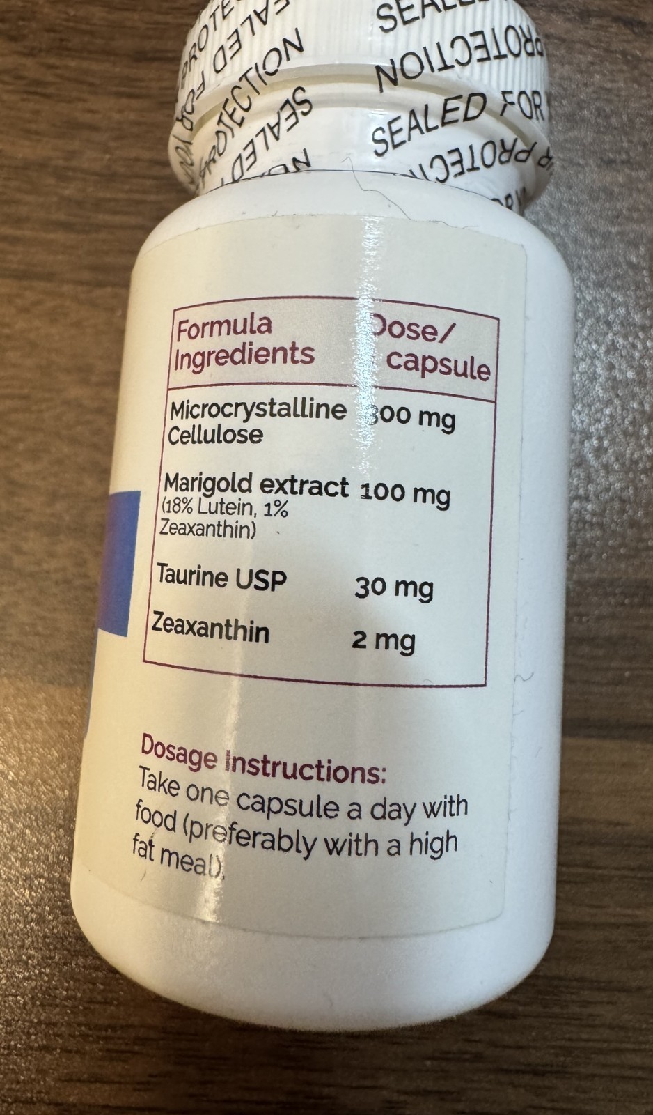 SANA Eye Health/Support Supplement, Taurine, Marigold, Zeaxanthin 30 cap