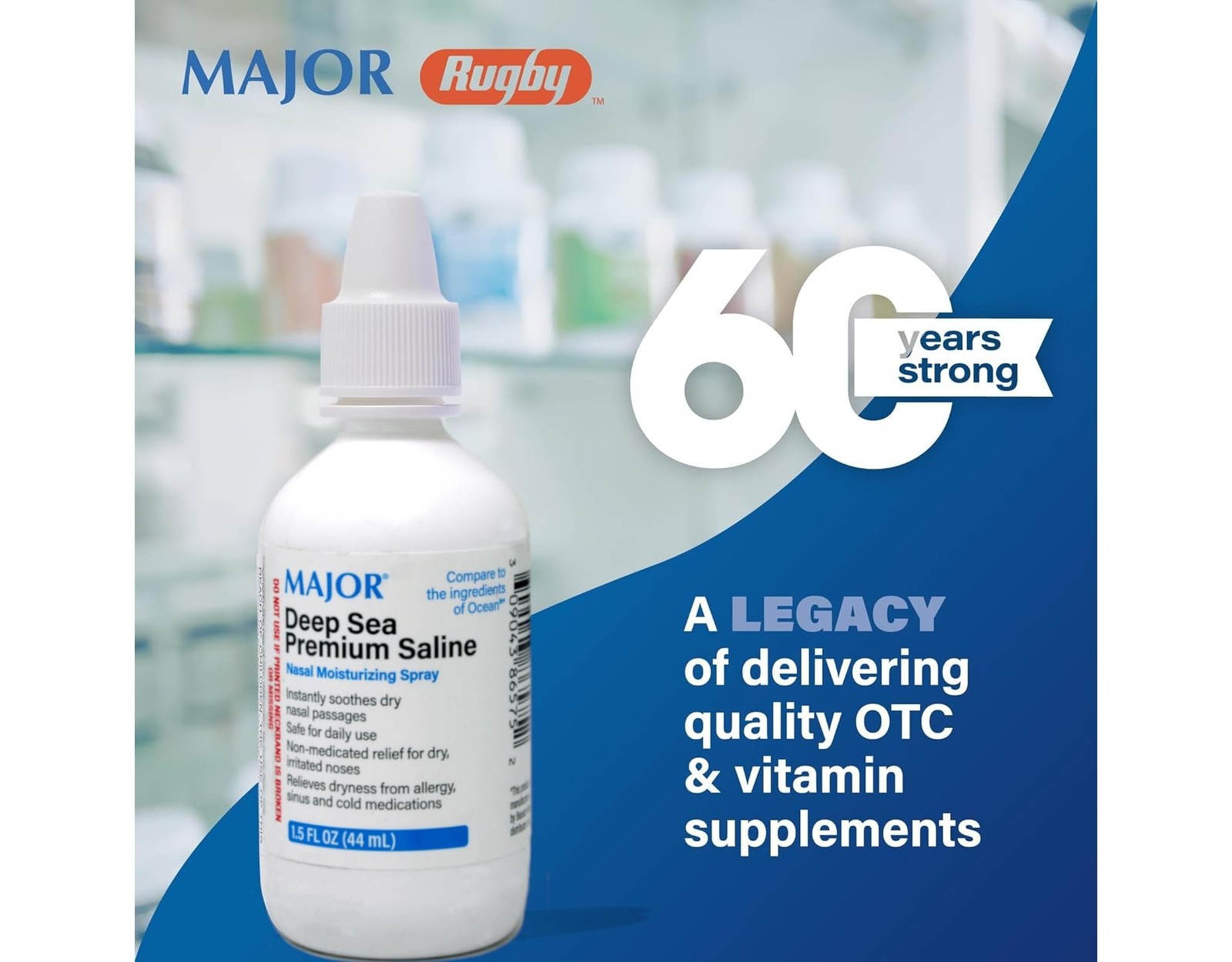 Major Deep Sea Premium Saline Nasal Moisturizing Spray 1.5 fl oz (Pack of 5)