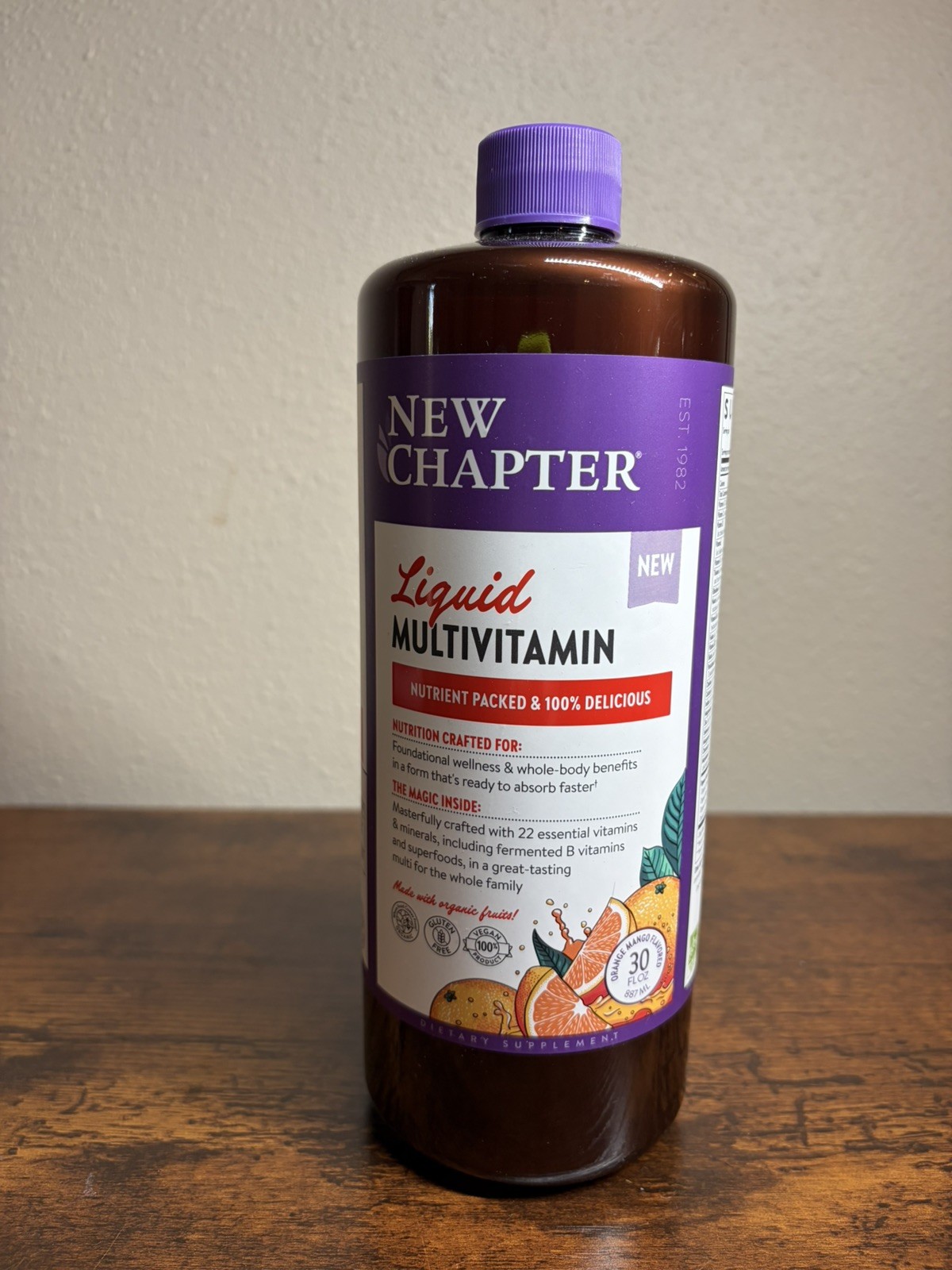New Chapter Liquid Multivitamin Whole Food Supplement Orange Mango 30 fl oz