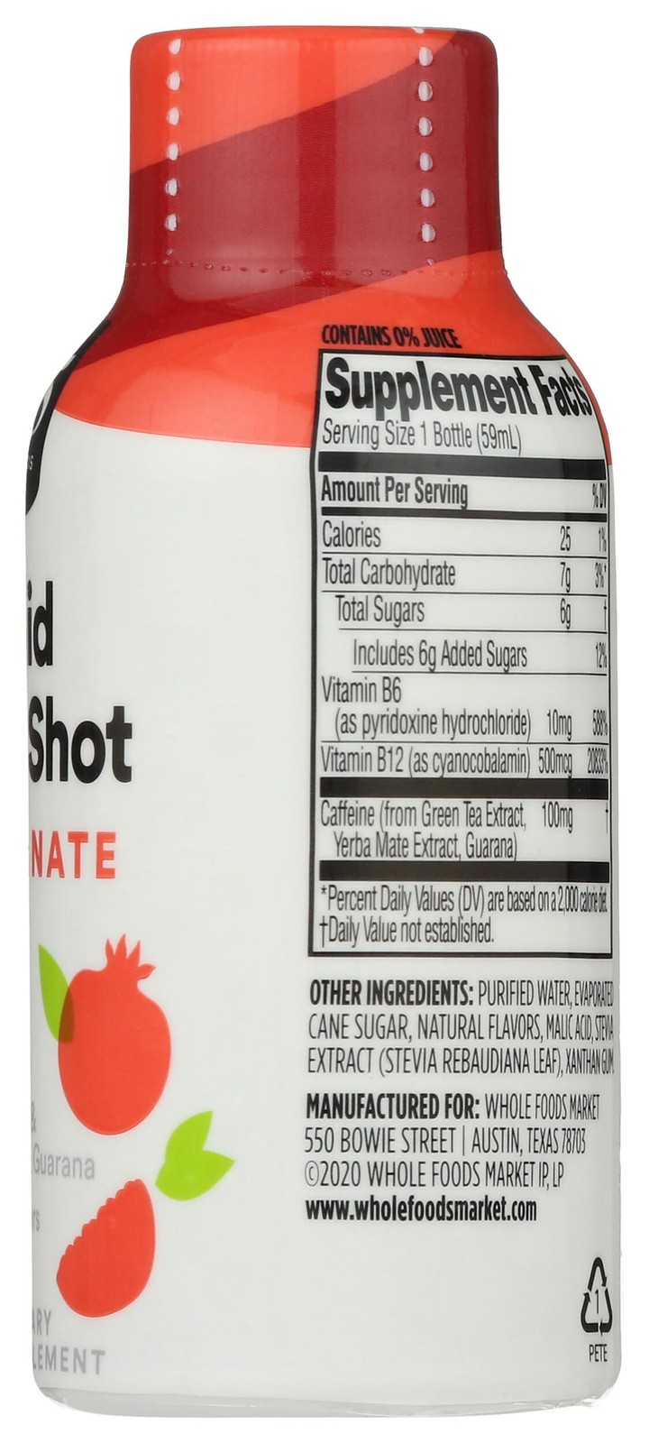 (3 Pack) 365 by Whole Foods Market, Liquid Energy Shot, Pomegranate, 2 fl oz