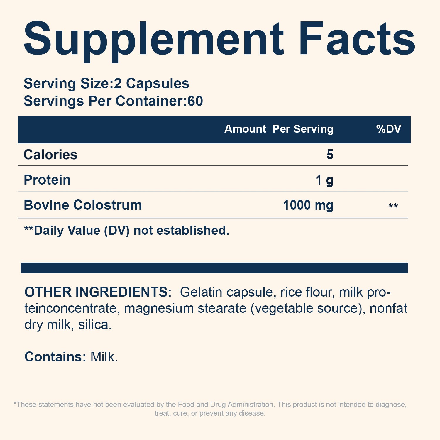 Colostrum Capsules 1000mg Immune Gut Health Athletic Recovery Support 120 Ct