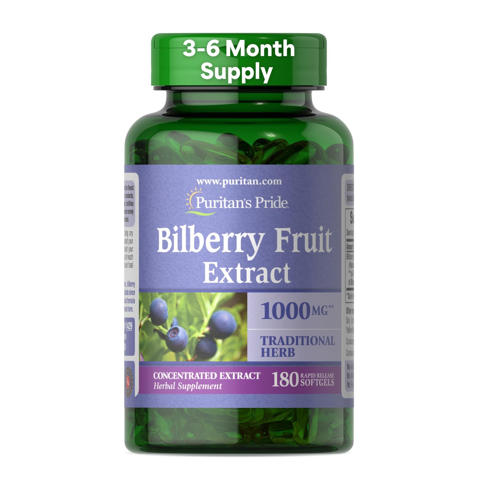 Premium Bilberry Fruit Extract 250mg – 180 Softgels for Eye Health & Antioxidant