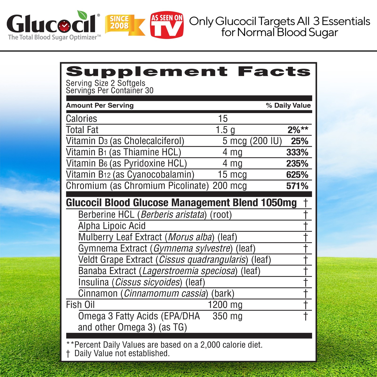 Glucocil Premium Blood Sugar Support Dietary Supplement Softgels, 60 Count