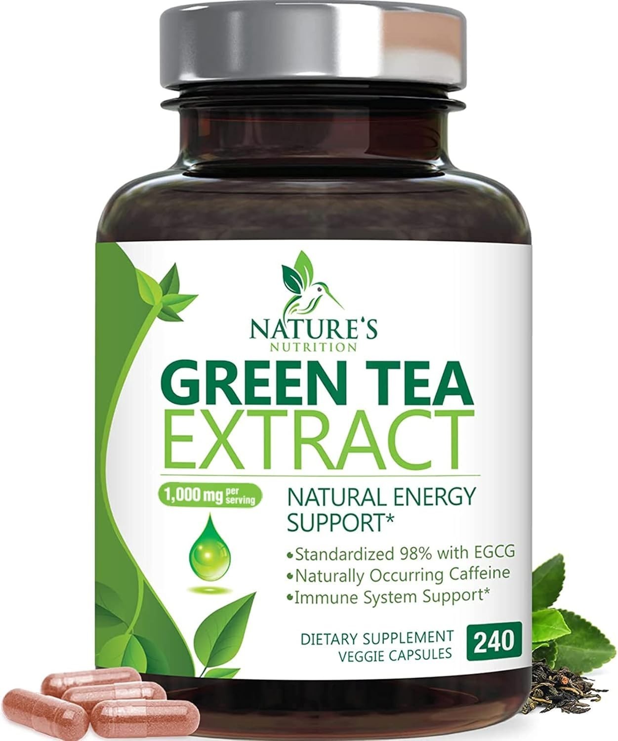 Green Tea Fat Burner 1000mg EGCG Extract Natural Weight Loss Supplement Capsules