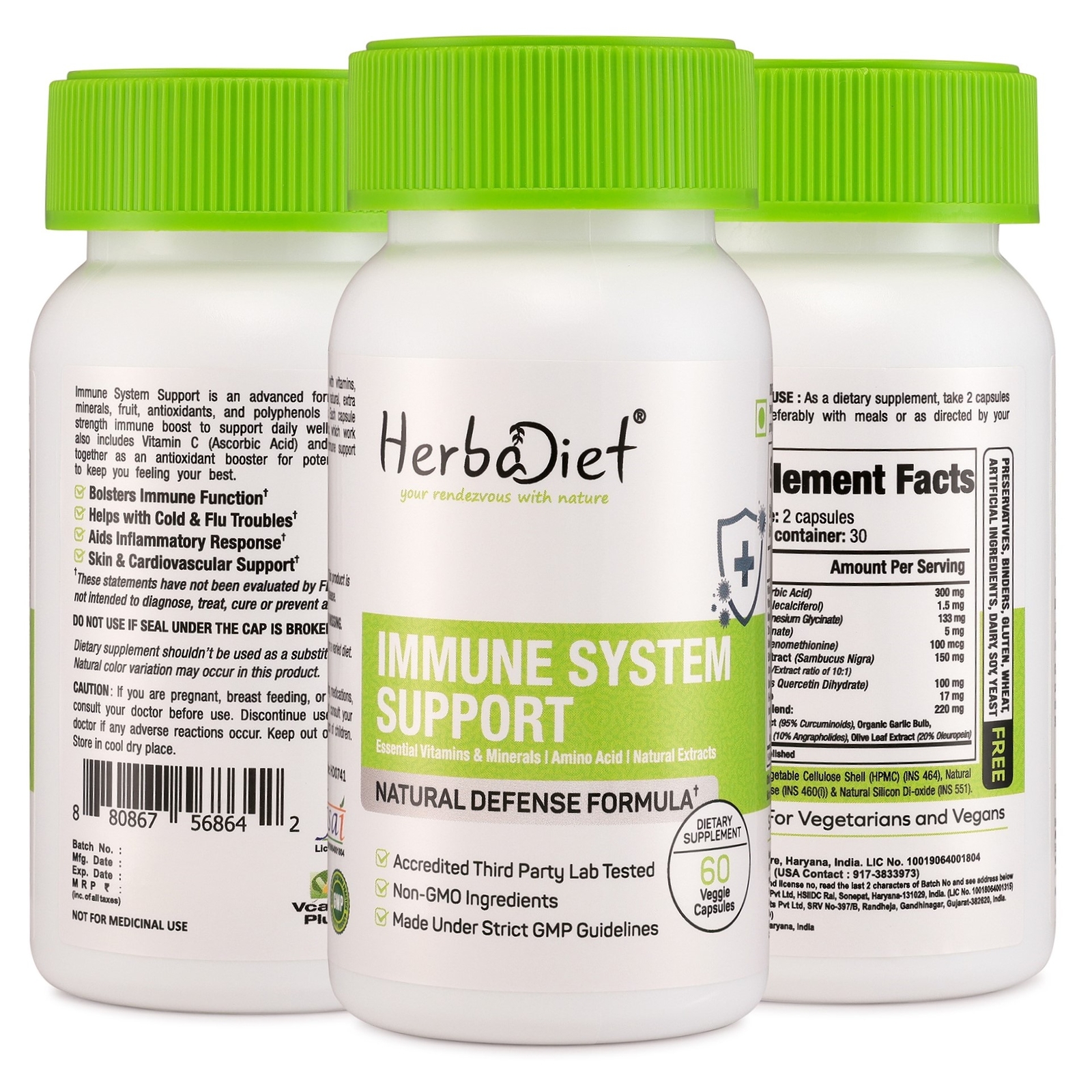 Immune Support – Vitamin C, D3, Zinc, Magnesium, Elderberry, Quercetin, Turmeric