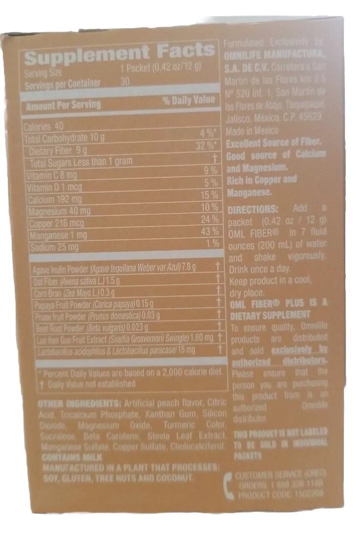 FIBER/FIBER’N PLUS | PEACH FLAVORED | 30 SACHET | *FREE SHIPPING*