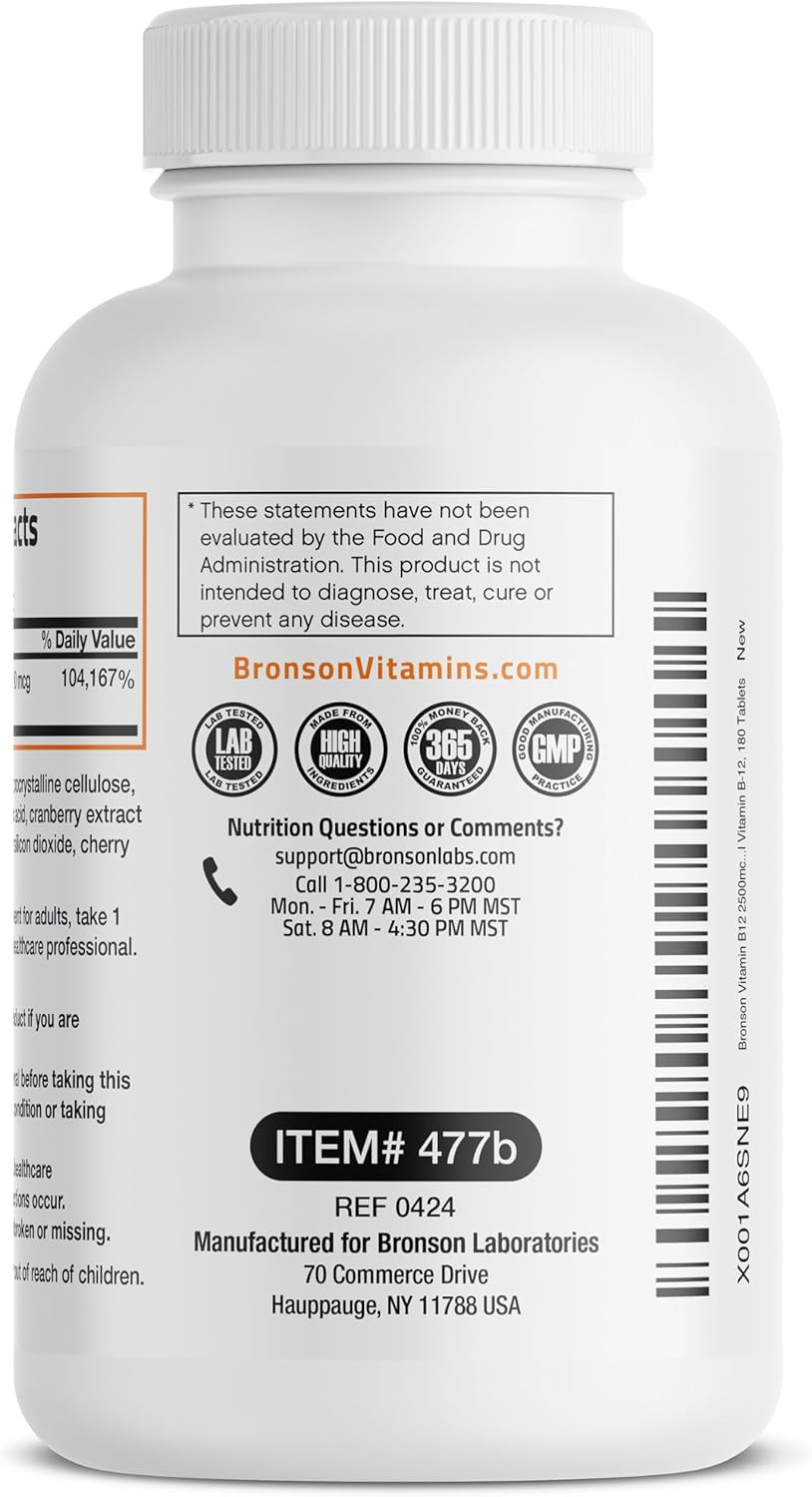 Vitamin B12 2500mcg Shot of Energy Fast Dissolve Chewable Tablets – Quick Releas
