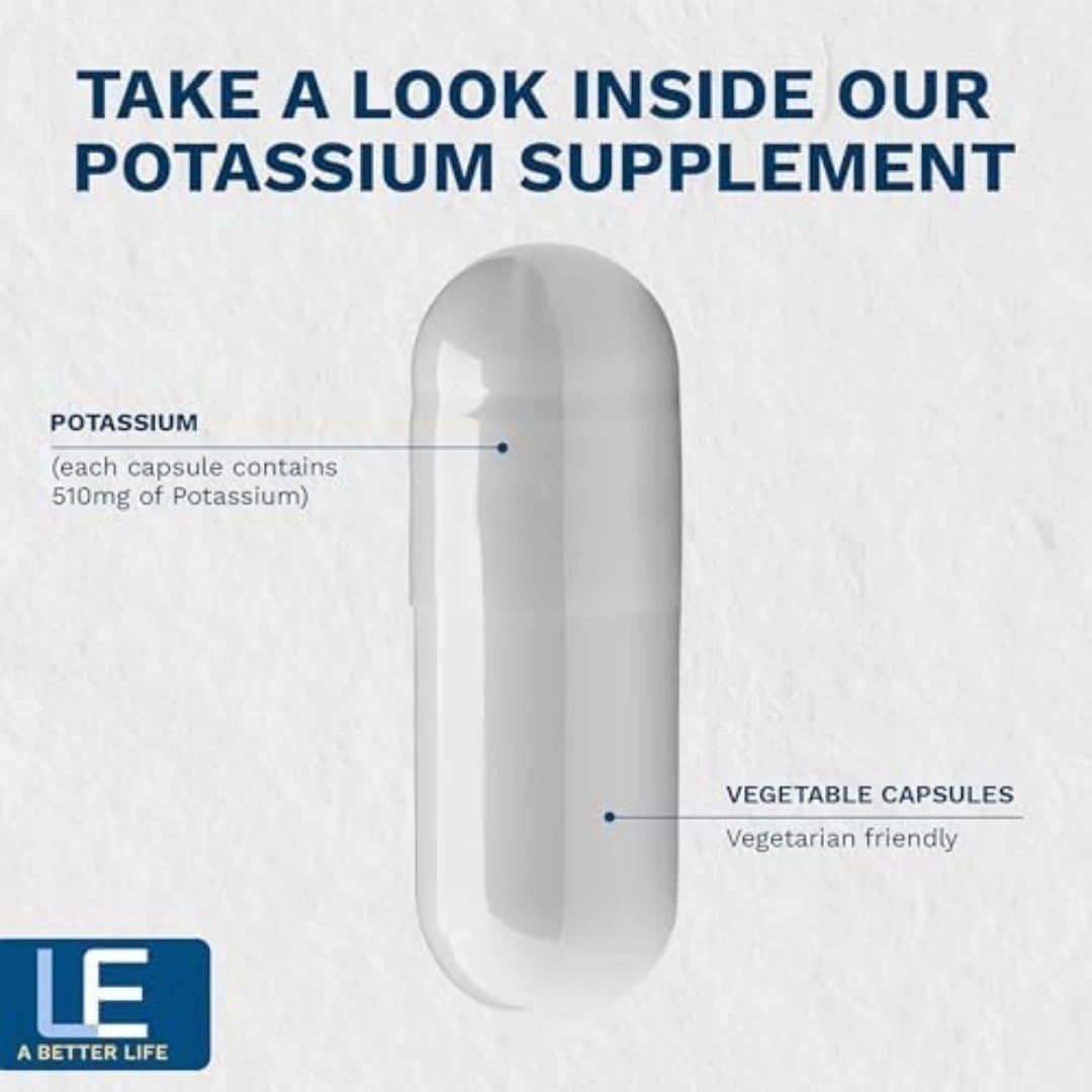 Life Enhancement High Potency 1020 mg Potassium Supplement for Muscle, Brain USA