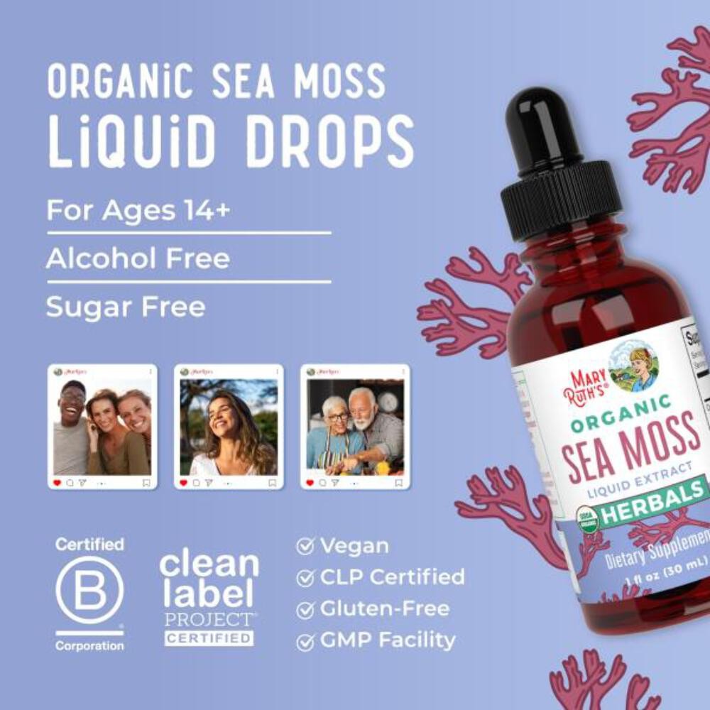 1/27 MaryRuth Organics USDA Irish Sea Moss Liquid Drops | Organic Irish Moss | C