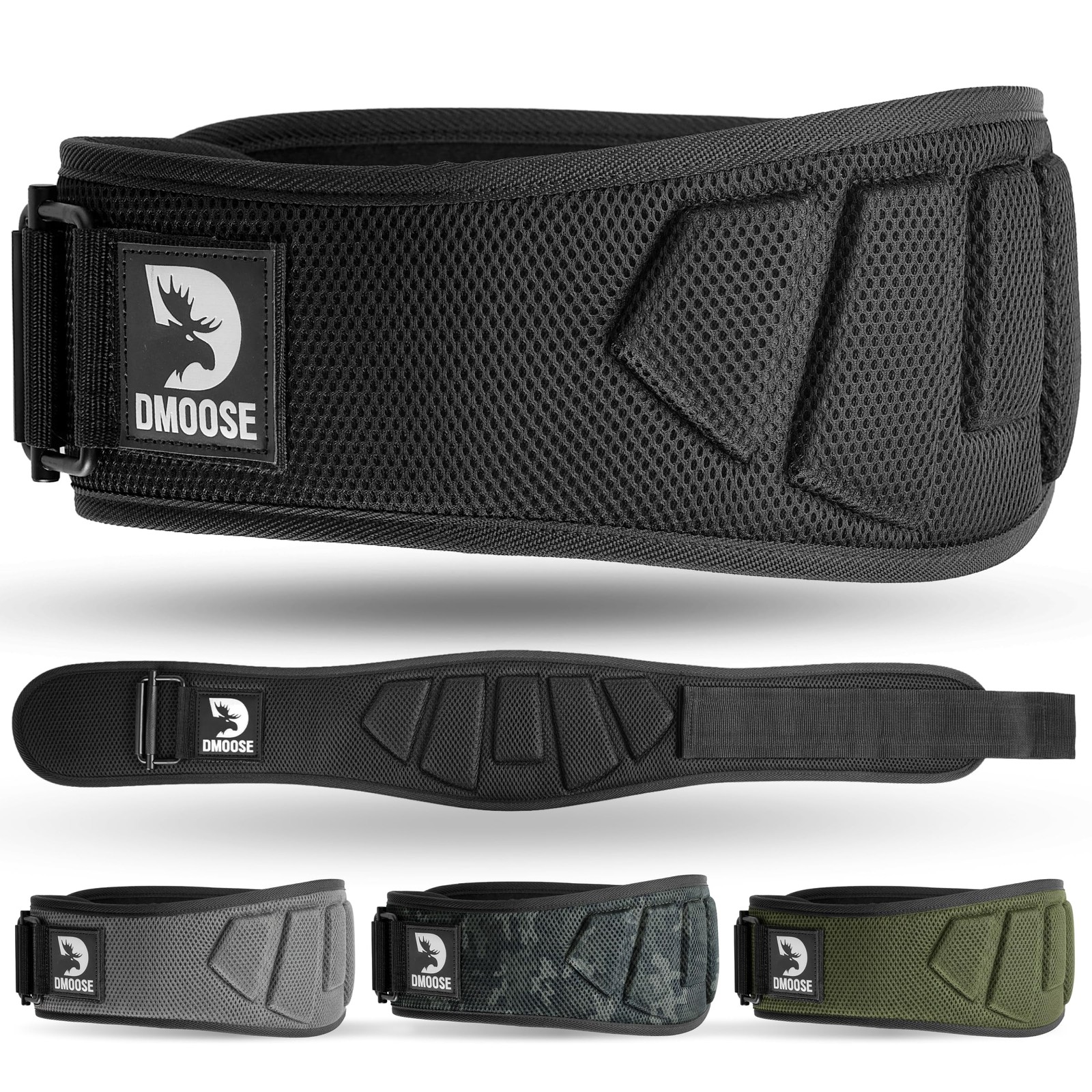 DMoose Fitness Weight Lifting Belt for Squats, Deadlift & Large, Black 2.0