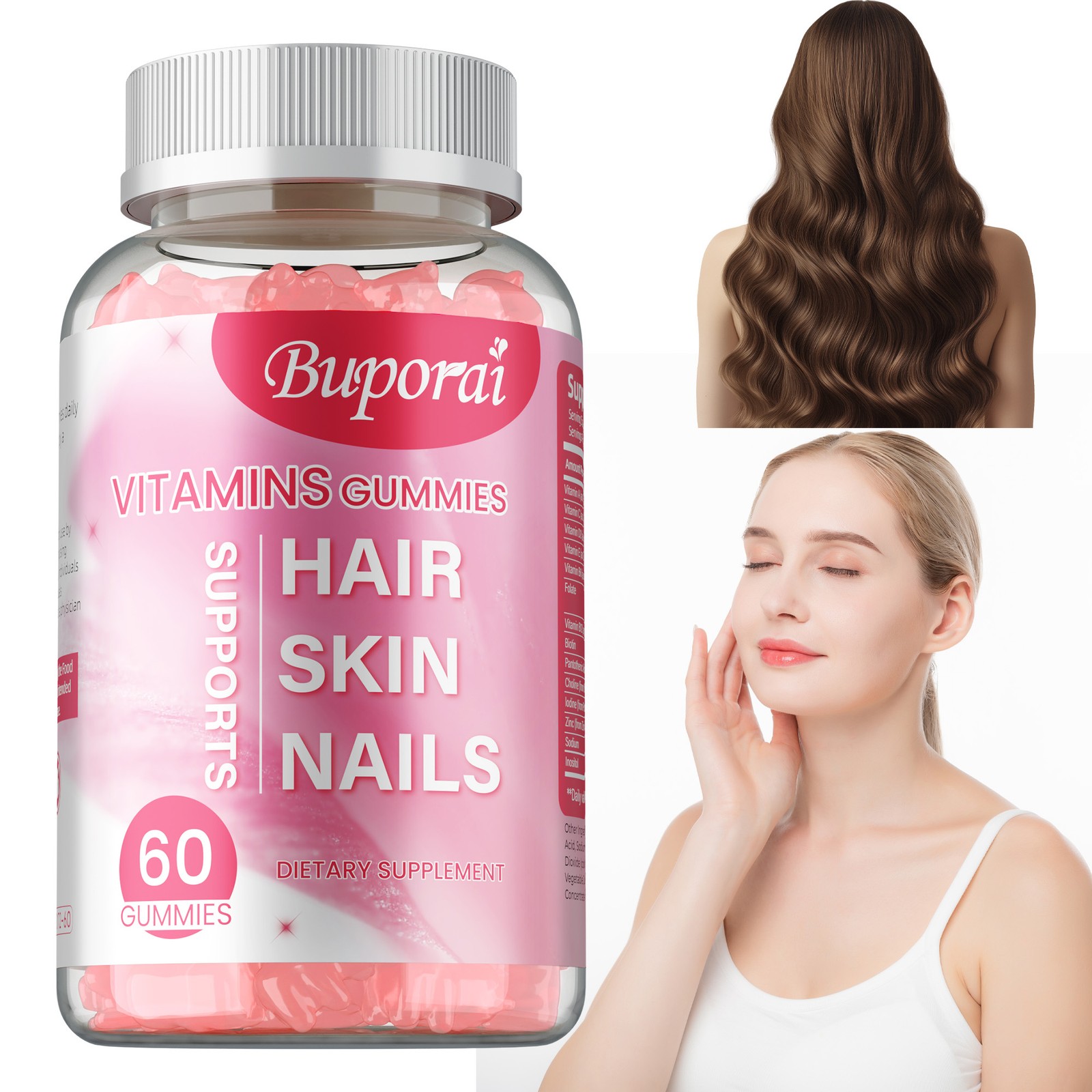 Hair Skin and Nails Gummies – Supports Healthy Hair, Vegetarian Biotin, Vitamins