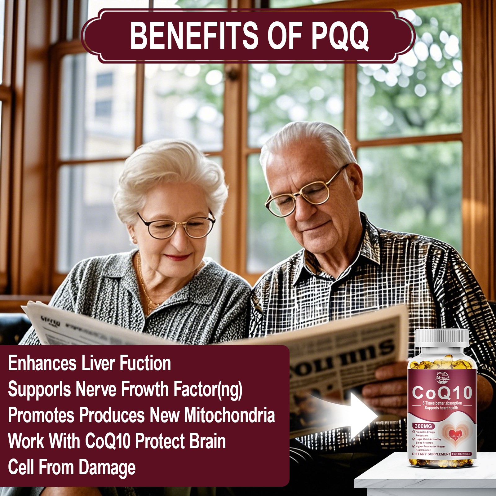 300mg CoQ10 Softgels High Absorption Heart Health Support Supplement 120 pills