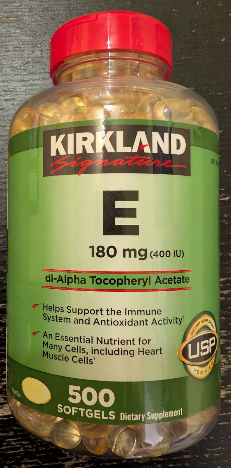 Kirkland Signature Vitamin E 180 mg (400 IU), 500 Softgels (Exp: 12/2026)