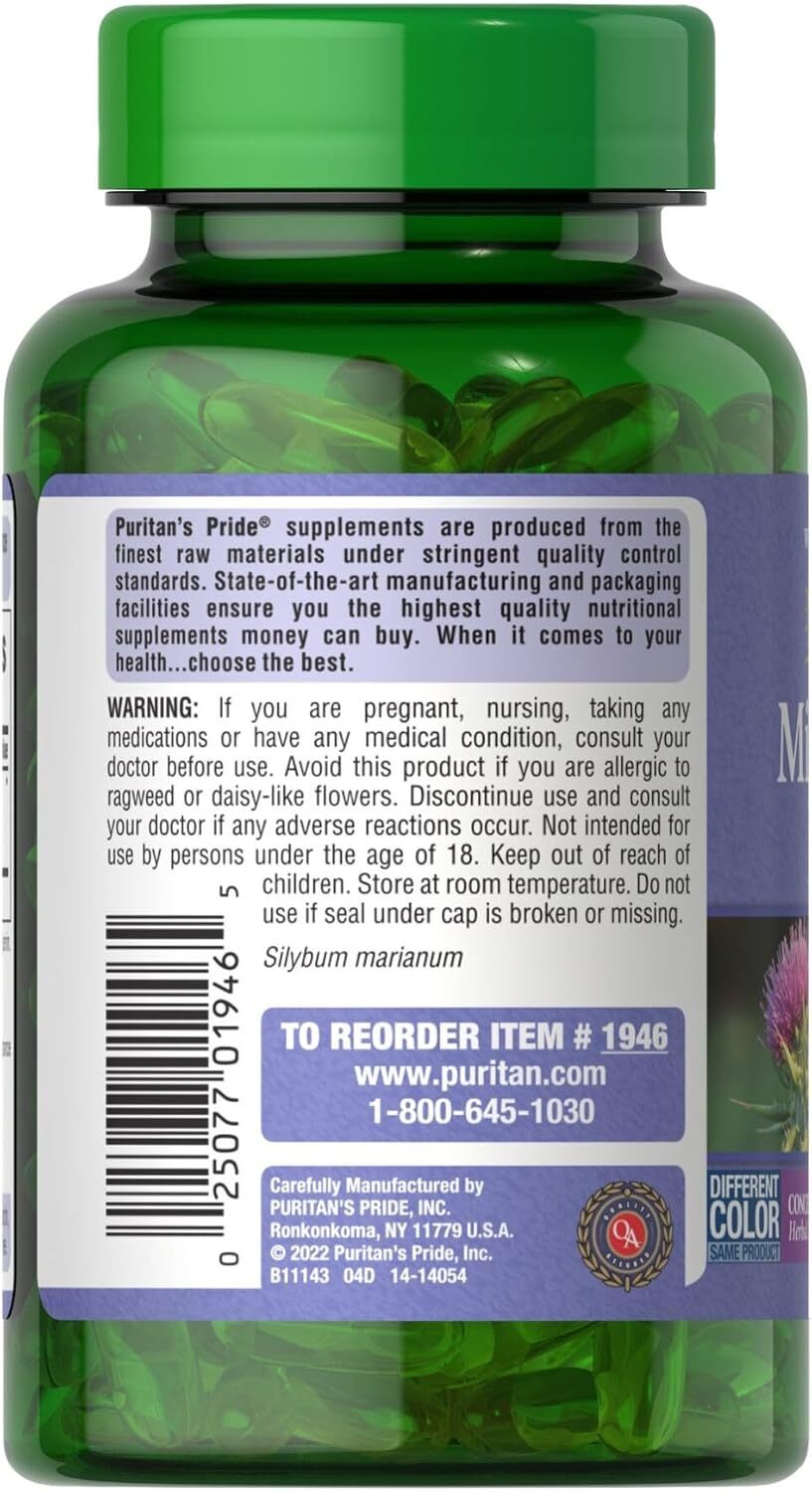 Milk Thistle Silymarin 4:1 Concentration Extract 200Mg (1000 Mg Equivalent) Diet
