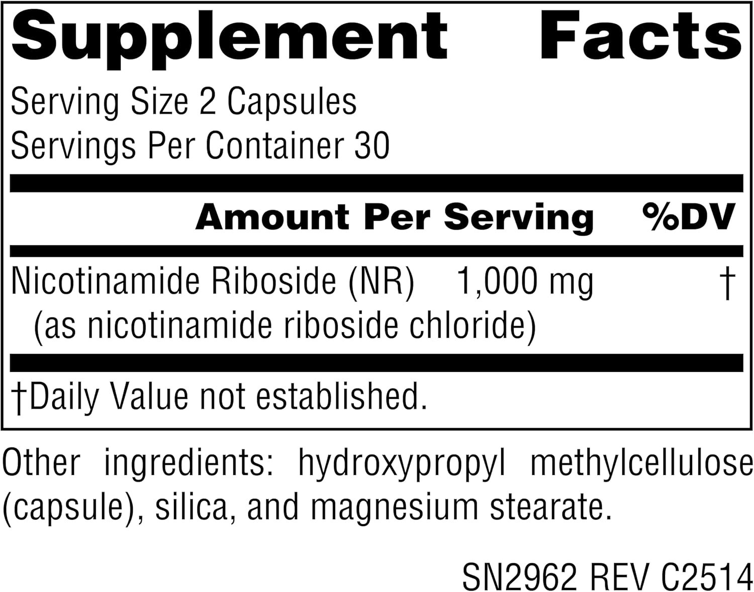 Source Naturals NR Nicotinamide Riboside 500 mg 60 Vegetarian Capsule