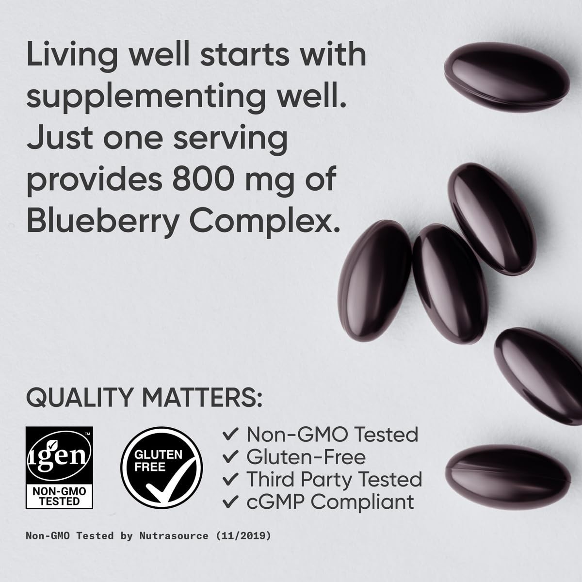 Organic Blueberry Fruit Complex 800mg Softgels – Non-GMO, Gluten Free, 60 Servin