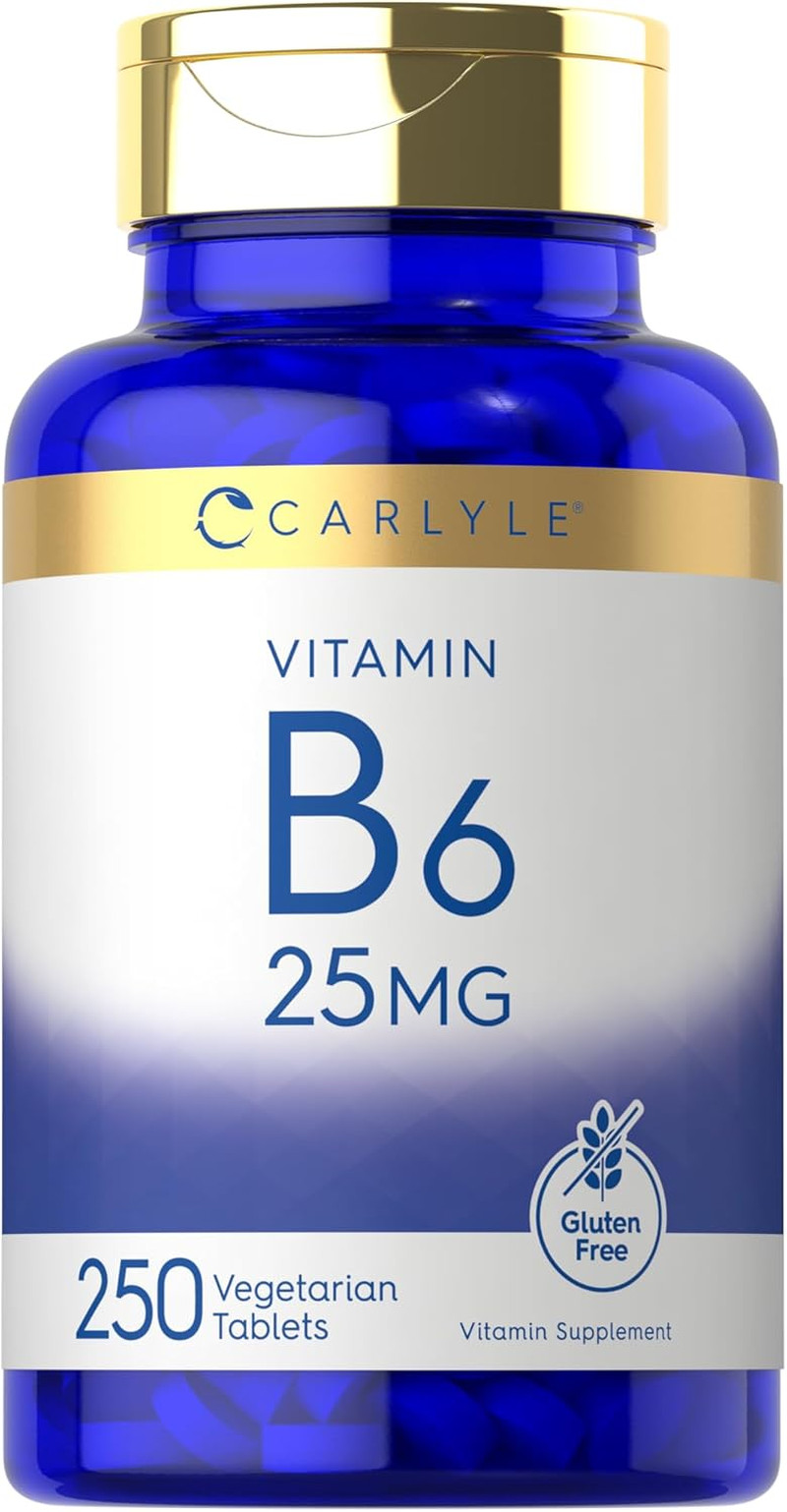 Vitamin B6 25 Mg 250 Tablets Supplement for Women and Men as Pyridoxine Hydrochl