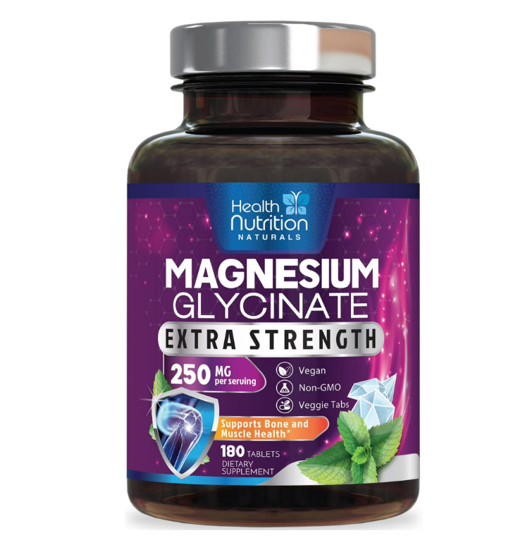 Magnesium Glycinate 250mg, 100% Chelated Magnesium for Max Absorption Best Sleep