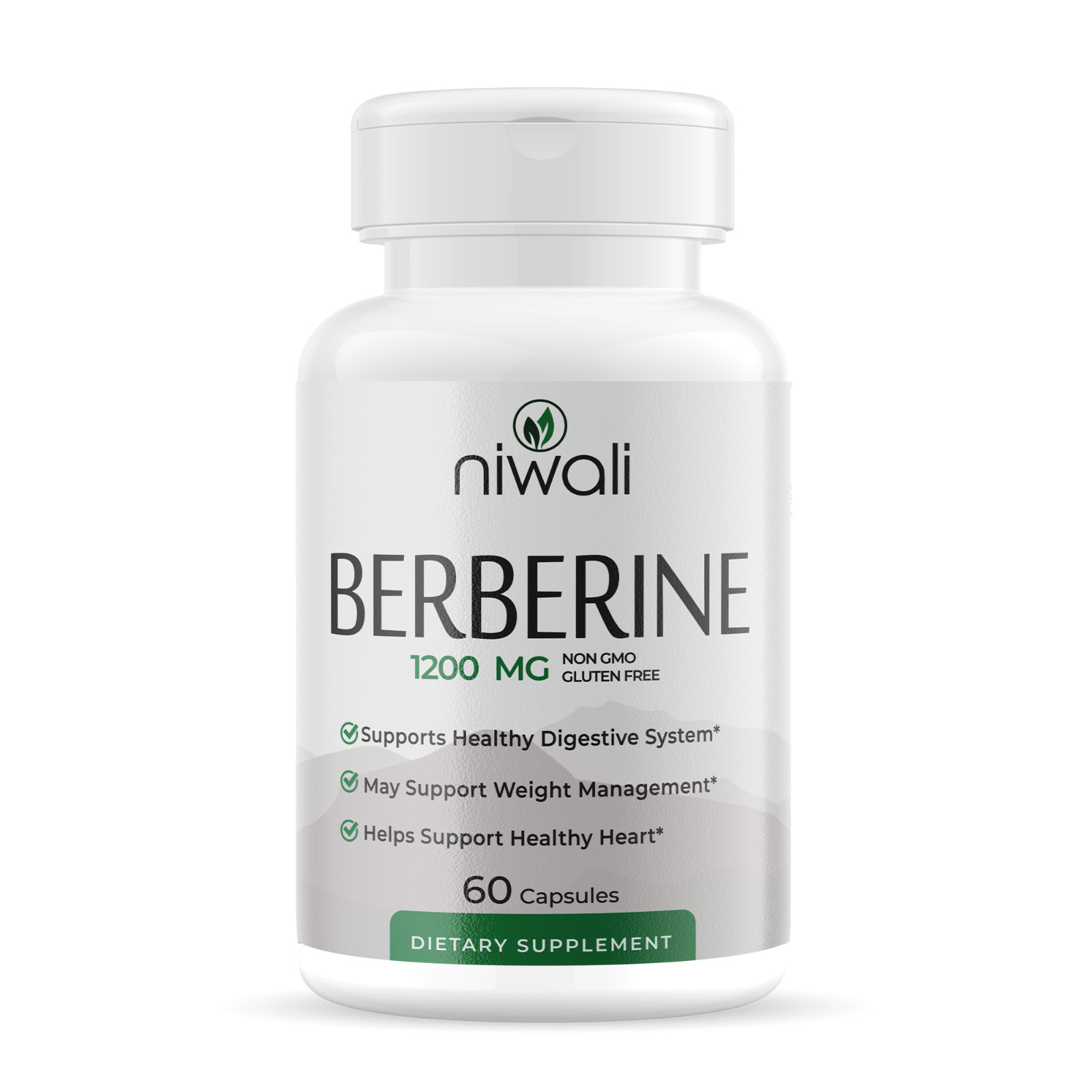 Niwali Berberine Supplement | Potent 1200mg Per Serving | Berberine HCI 60 cap
