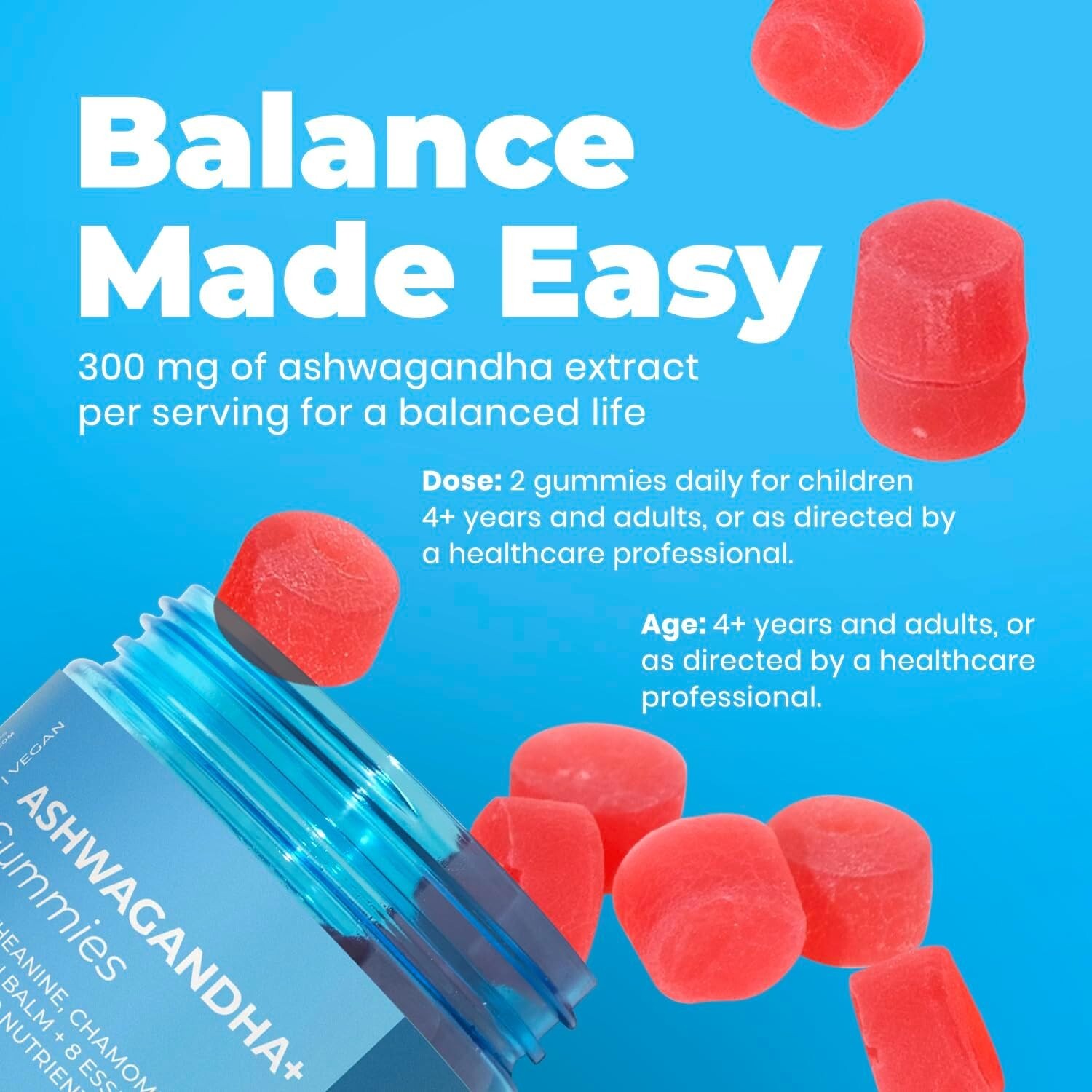 2 Pack Ashwagandha Gummies Calm, Relaxation, and Immune Support GABA L-Theanine