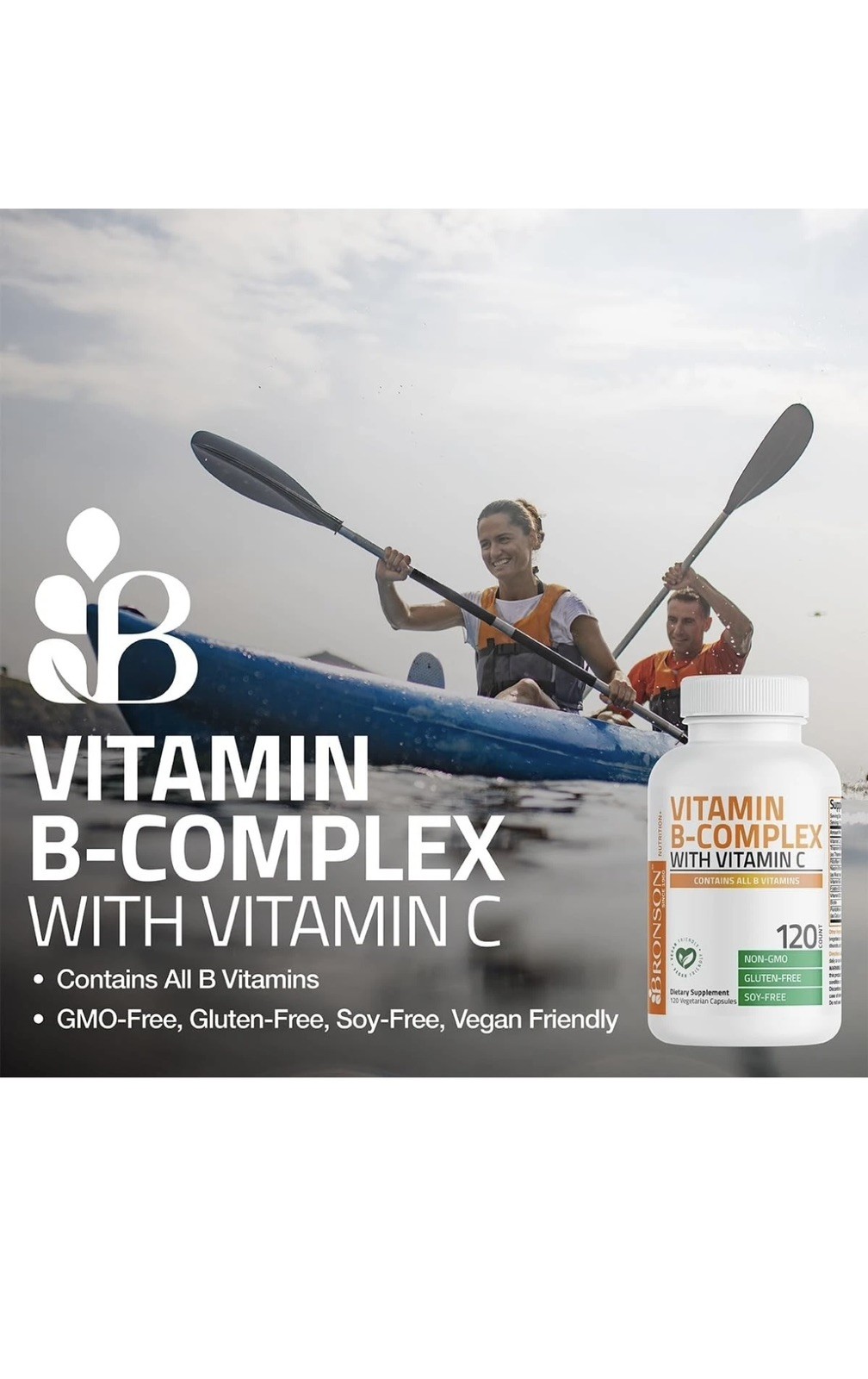 Bronson B-Complex with 120 Vegeterian Capsules Ct Brain Nervous System Support..