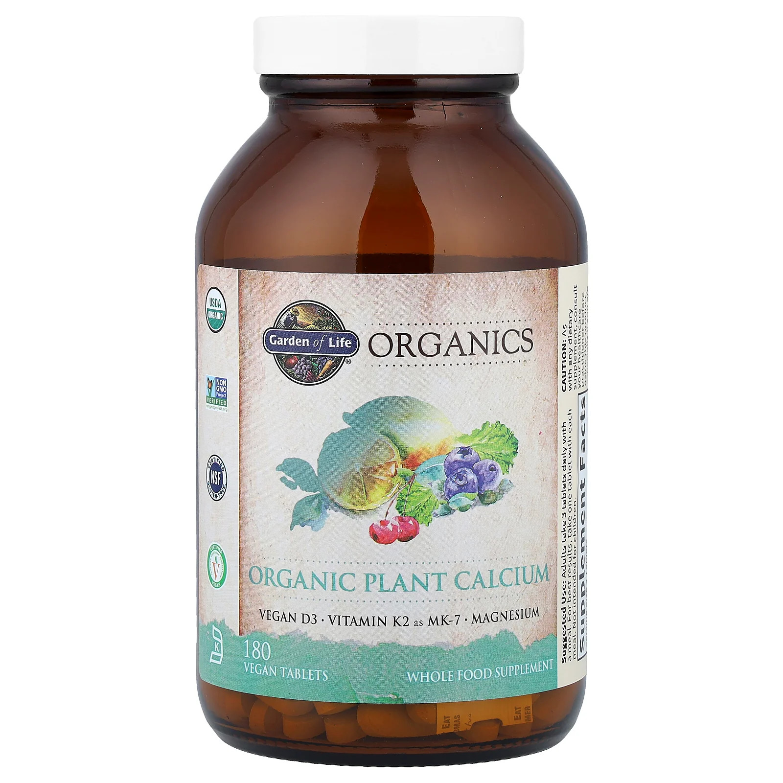 2 X Garden of Life, Organics, Organic Plant Calcium, 180 Vegan Tablets
