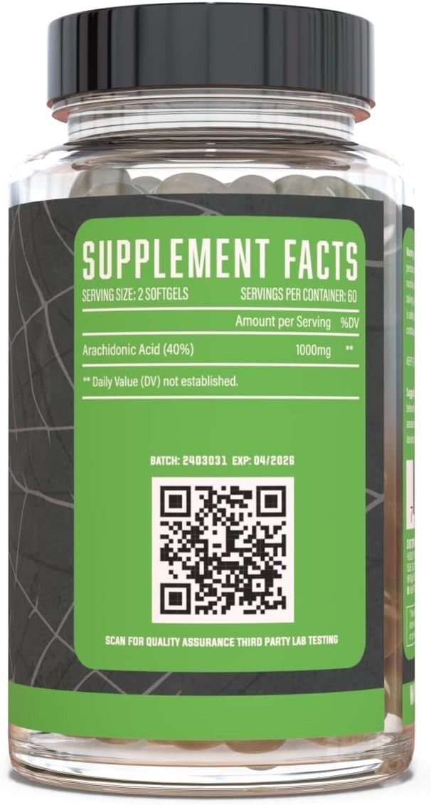 Huge Supplements Arachidone Arachidonic Acid 120 Softgels Muscle Growth