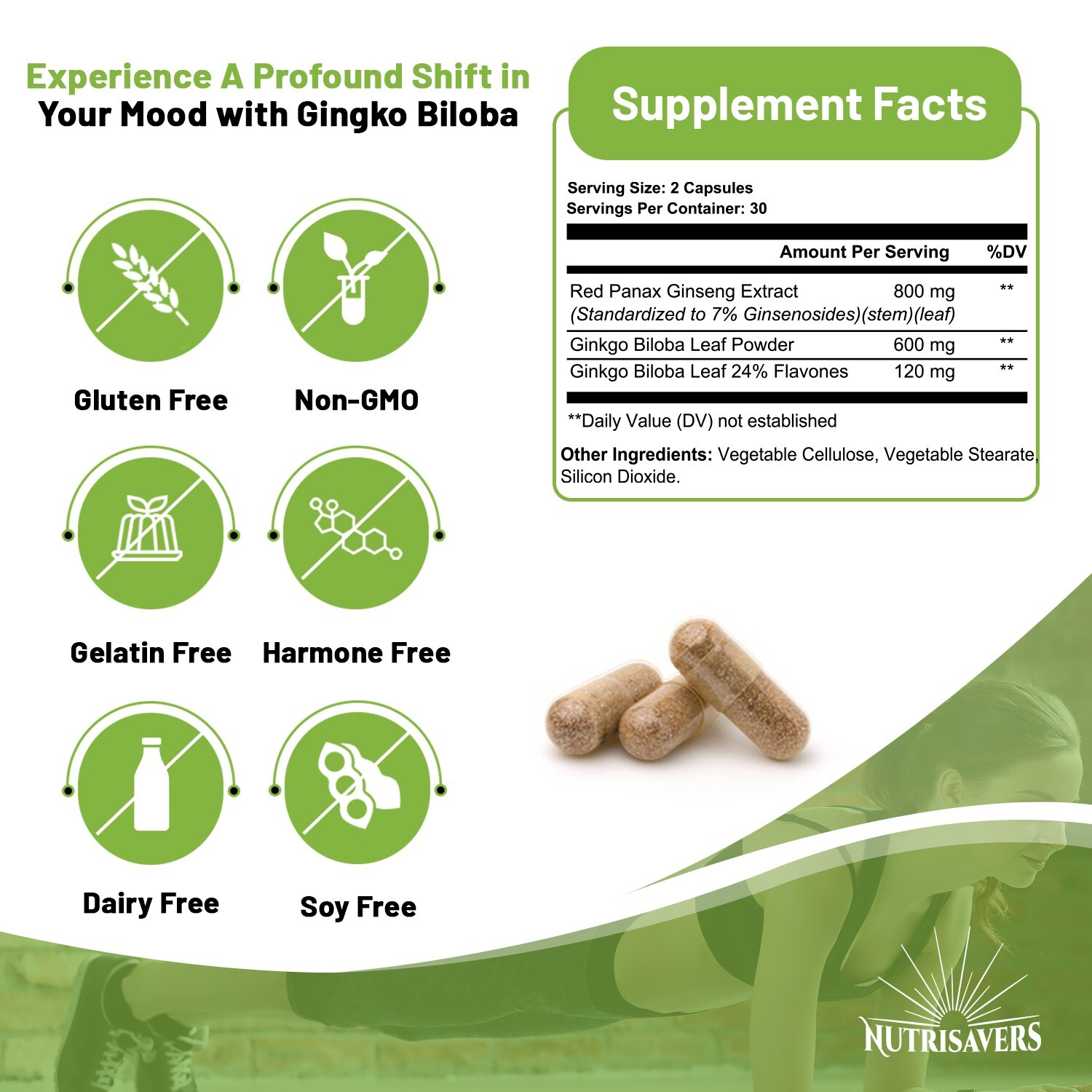 Ginkgo Biloba, Mood Booster, Supports Brain Function – 60 Cap, Pack of 3