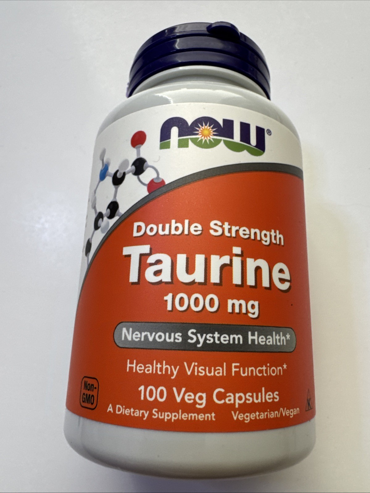 Now Foods Taurine Double Strength 1000 mg 100 Veg Caps Exp 07/2027