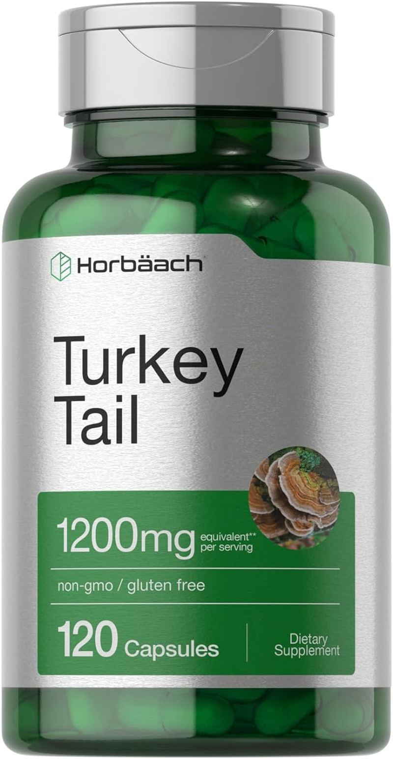 Turkey Tail Mushroom Capsules 1200mg, 120 Count, Non-Gmo Gluten Free by Horbaach