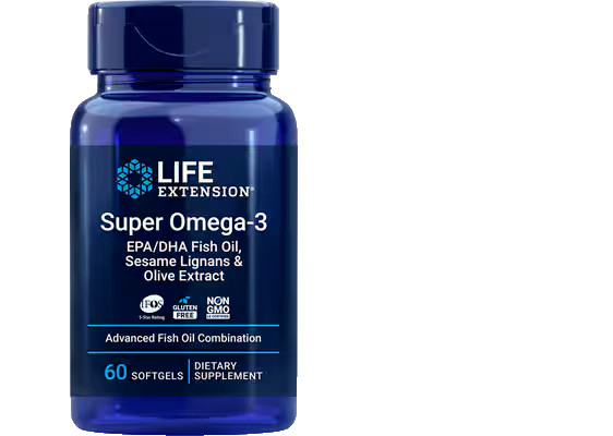 Super Omega-3 EPA/DHA Fish Oil, Sesame Lignans & Olive Extract 60 sofgels
