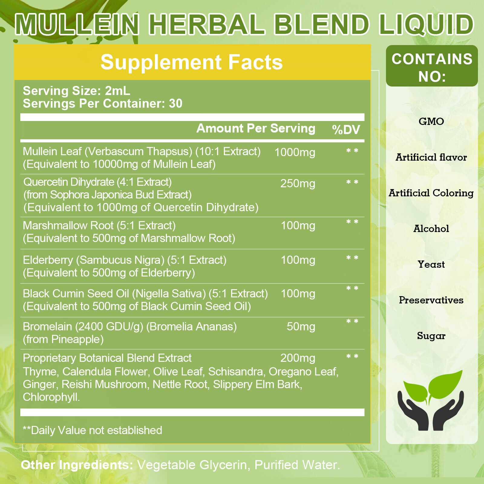 60ML Mullein Leaf Extract Natural Drops Healthy Lung Cleanse Respiratory 2 Pack