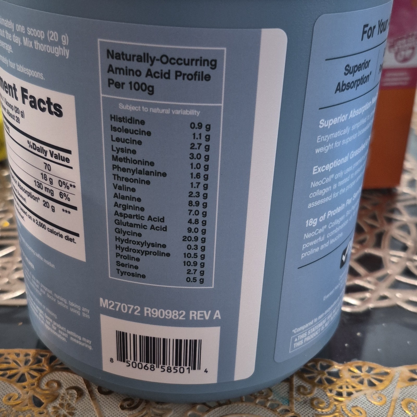 NeoCell Collagen Peptides with 20oz – Grass-Fed Powder 18 Amino Acids