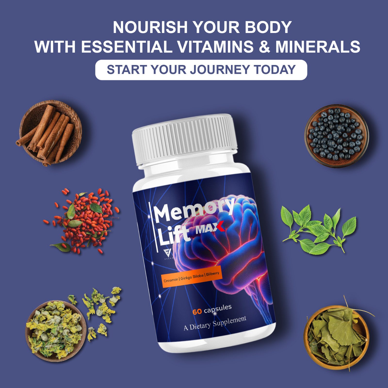(5 Pack) Memory Lift Max Supplement, MemoryLift Nootropic Pills (300 Capsules)