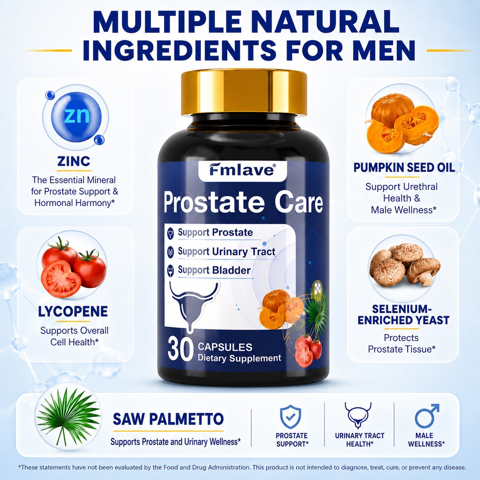 NAD+ Resveratrol Saw Palmetto Men’s Complex 90ct Cellular Energy Prostate Health