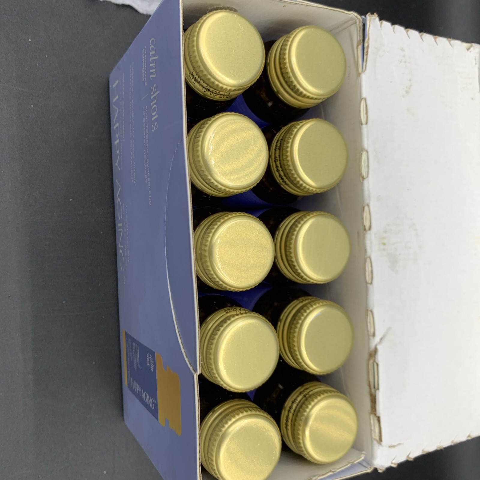 HAPPY AGING Calm Shots|Cognitive Support, 10- 1.7oz Bottles EXP 06/15/2026