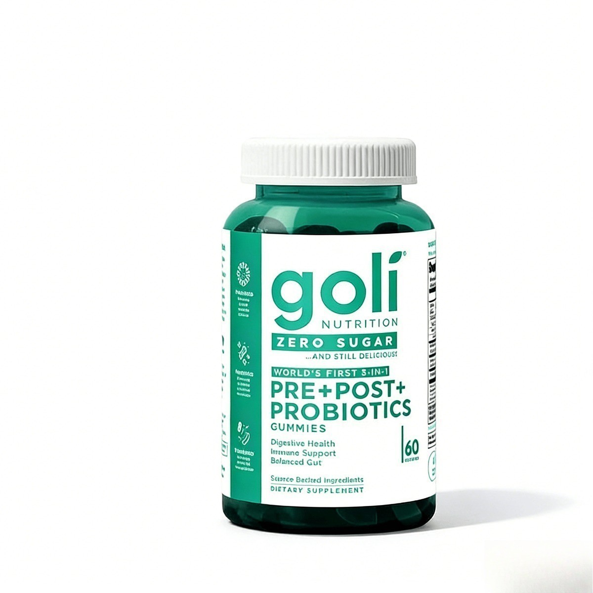 Complete Microbiome Support.Zero Sugar 3-in-1 Pre Pro Postbiotic Gummies by Goli