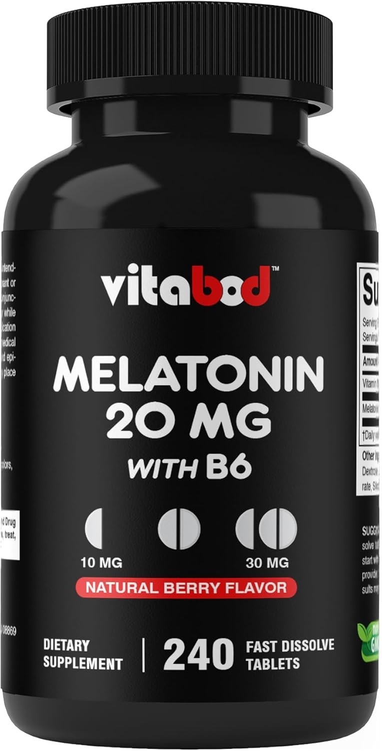 Melatonin 20 mg – 240 Fast Dissolve Tablets – Drug Free – Natural Berry Flavor –