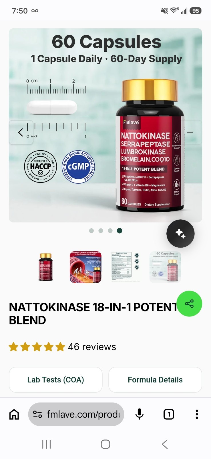 Nattokinase 4000 FU Serrapeptase 120000 SPU Lumbrokinase Enzyme Supplement with
