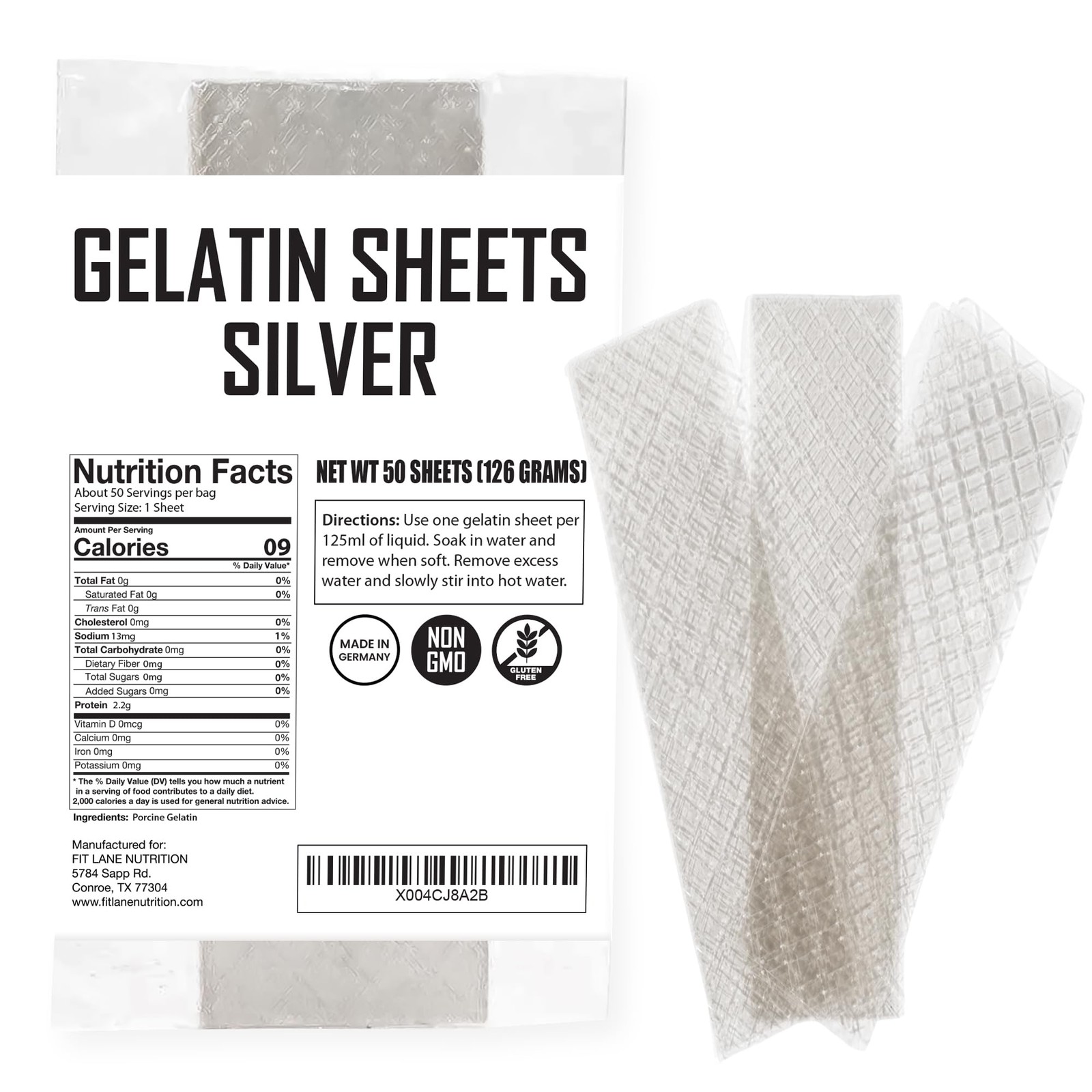 Gelatin Sheets for Baking – 50 Count – Unflavored Clear Leaf Rectangles for