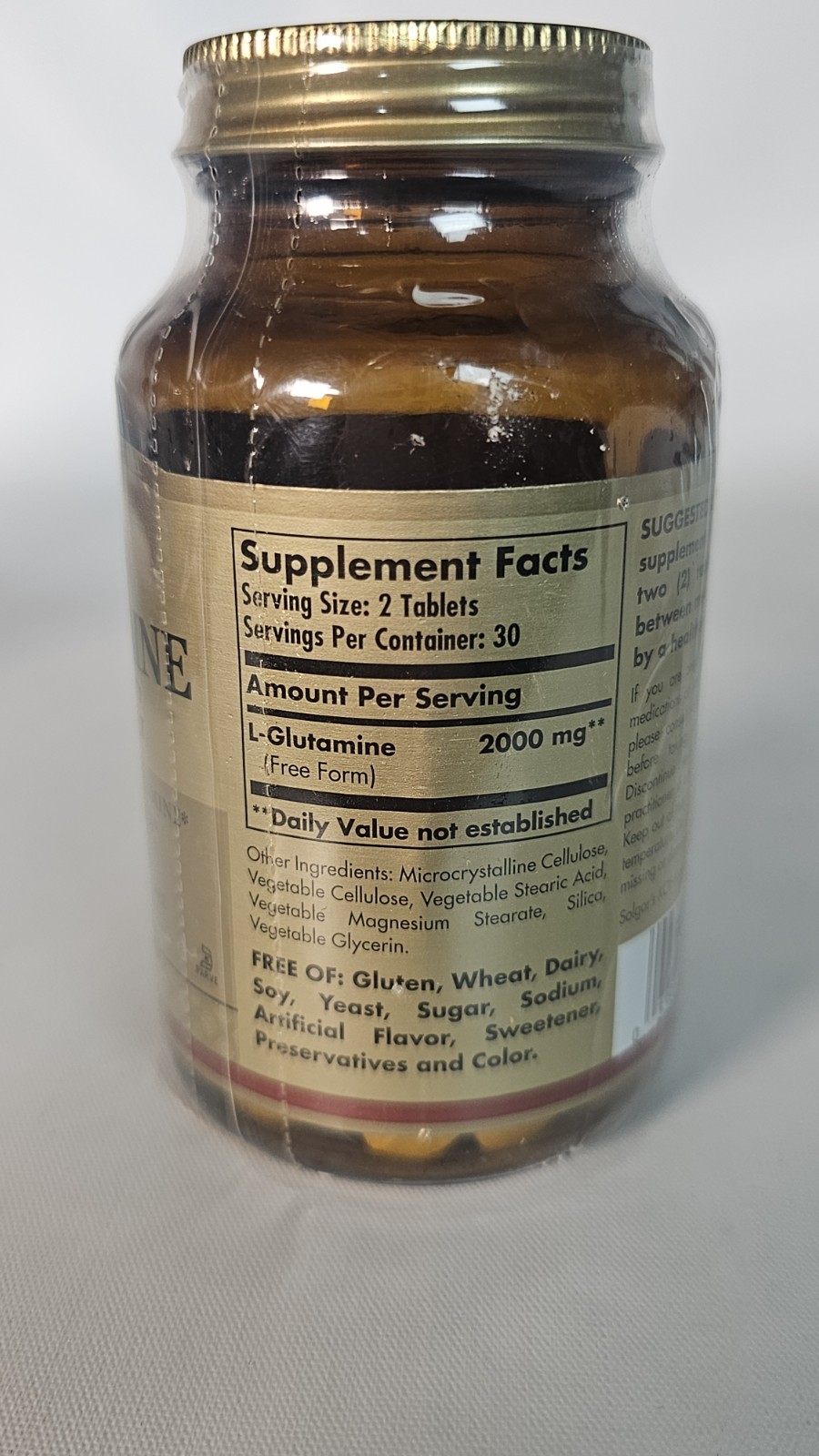 L-Glutamine 1000mg Tablets – 60 Ct – Supports Muscle Recovery & Nutrition 8/2027