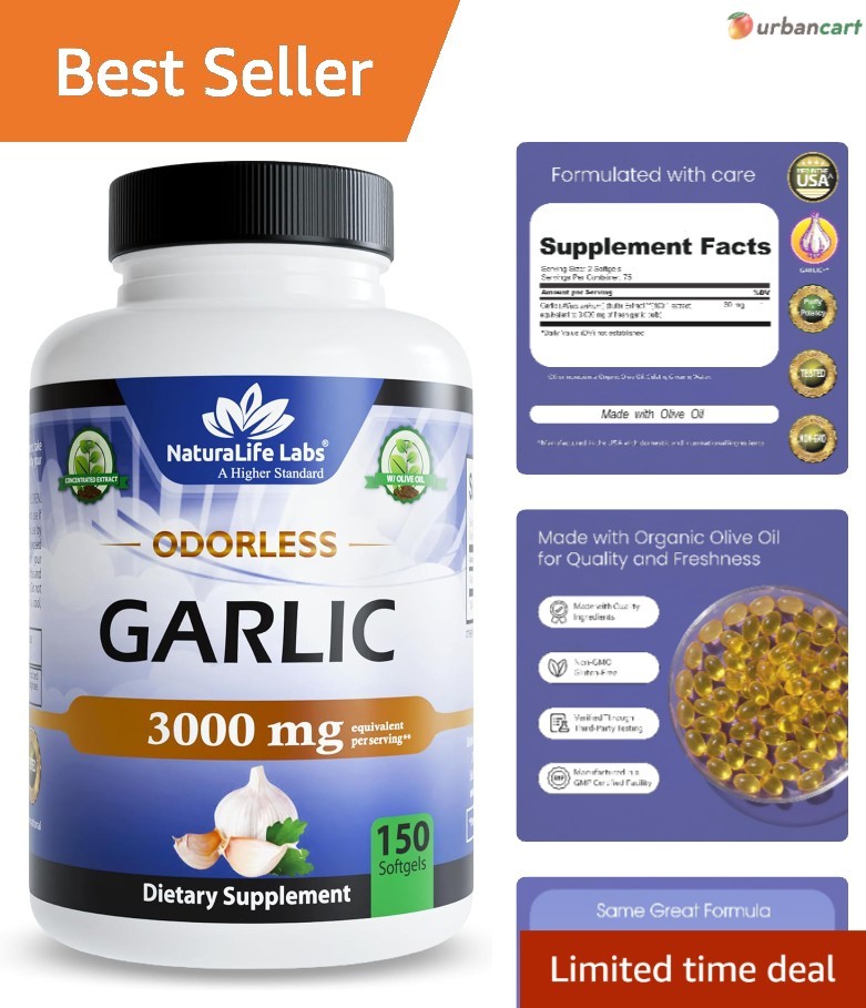 Odorless Garlic Softgels – Pure Immune Support, Gluten-Free, 150 Count